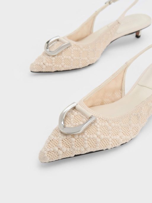 CHARLES & KEITH COLLECTIONGabine Patterned Slingback Pumps - Cream - Image 6