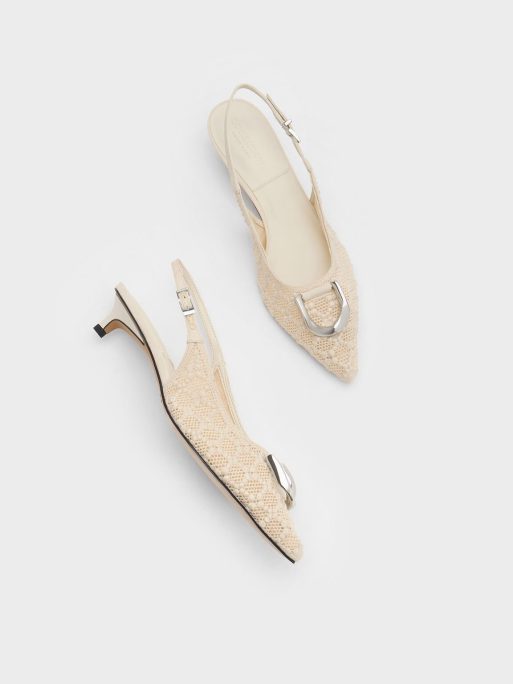 CHARLES & KEITH COLLECTIONGabine Patterned Slingback Pumps - Cream - Image 7