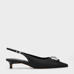 CHARLES & KEITH COLLECTION
Gabine Leather Slingback Pumps - Black