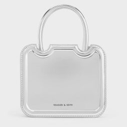 CHARLES & KEITH
Perline Metallic Sculptural Top Handle Bag - Silver