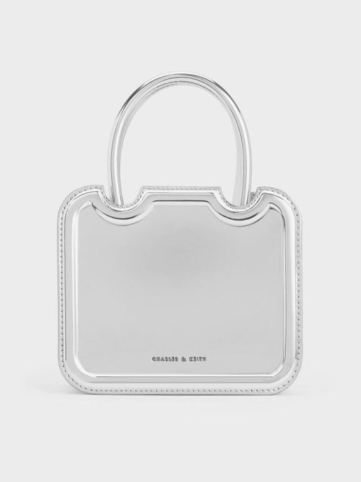 CHARLES & KEITH
Perline Metallic Sculptural Top Handle Bag - Silver