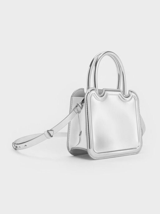 CHARLES & KEITH
Perline Metallic Sculptural Top Handle Bag - Silver - Image 2