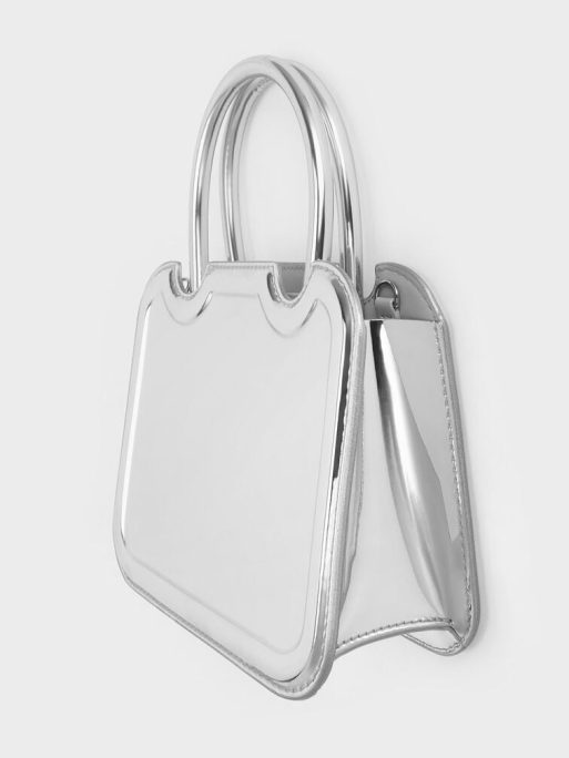 CHARLES & KEITH
Perline Metallic Sculptural Top Handle Bag - Silver - Image 5