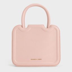 CHARLES & KEITH 
Perline Sculptural Top Handle Bag - Pink