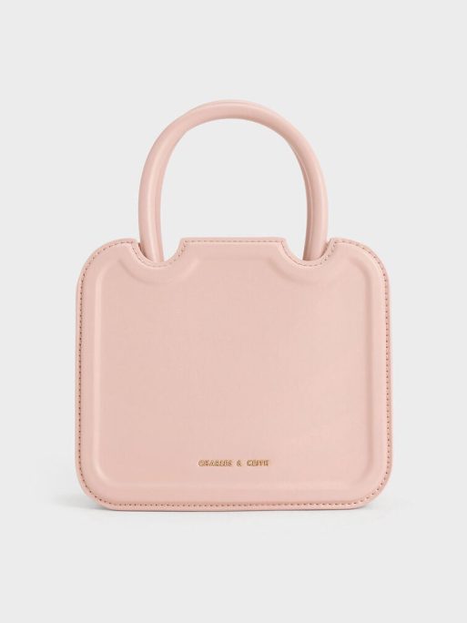 CHARLES & KEITH 
Perline Sculptural Top Handle Bag - Pink