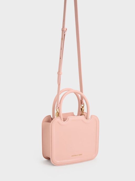CHARLES & KEITH 
Perline Sculptural Top Handle Bag - Pink - Image 3