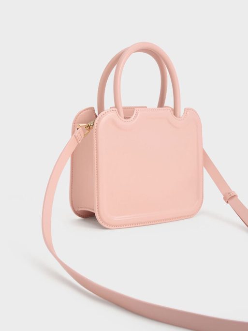 CHARLES & KEITH 
Perline Sculptural Top Handle Bag - Pink - Image 5