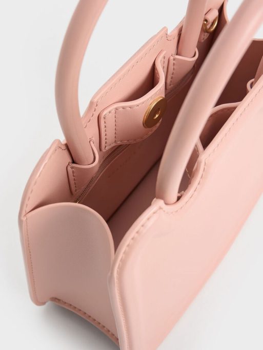 CHARLES & KEITH 
Perline Sculptural Top Handle Bag - Pink - Image 7