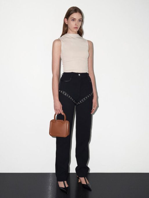 CHARLES & KEITH 
Perline Sculptural Top Handle Bag - Chocolate - Image 2