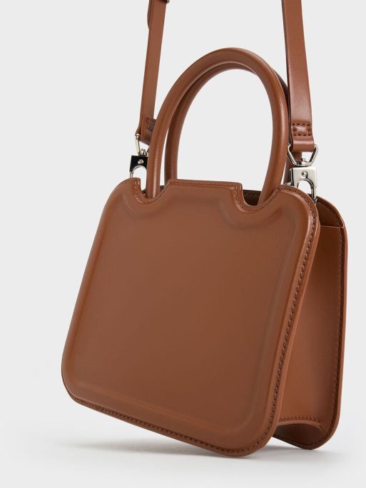 CHARLES & KEITH 
Perline Sculptural Top Handle Bag - Chocolate - Image 5