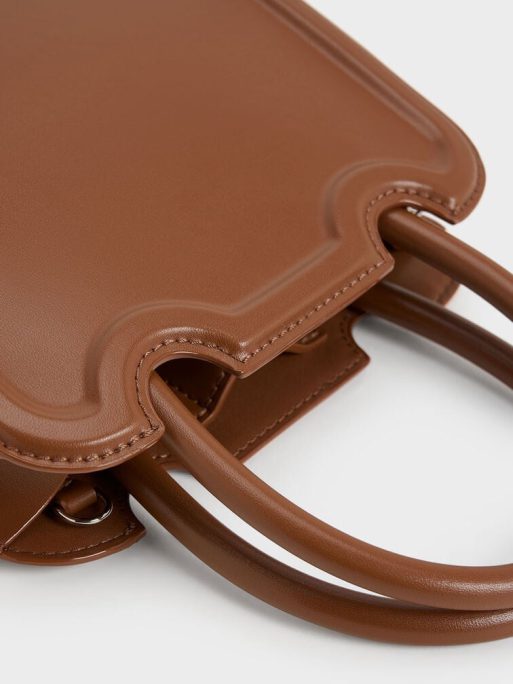 CHARLES & KEITH 
Perline Sculptural Top Handle Bag - Chocolate - Image 6