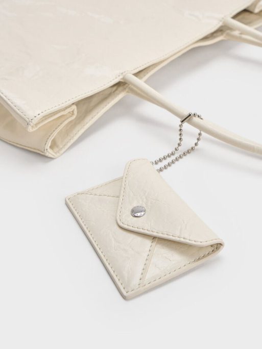 CHARLES & KEITHLarge Matina Crinkle-Effect Tote Bag - Cream - Image 5