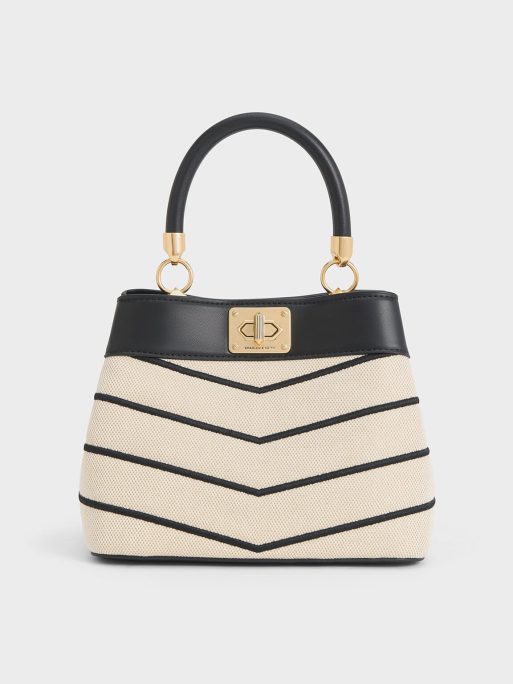 CHARLES & KEITH
Eleni Canvas Chevron Top Handle Bag - Multi