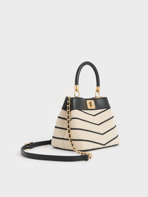 CHARLES & KEITH
Eleni Canvas Chevron Top Handle Bag - Multi - Image 2