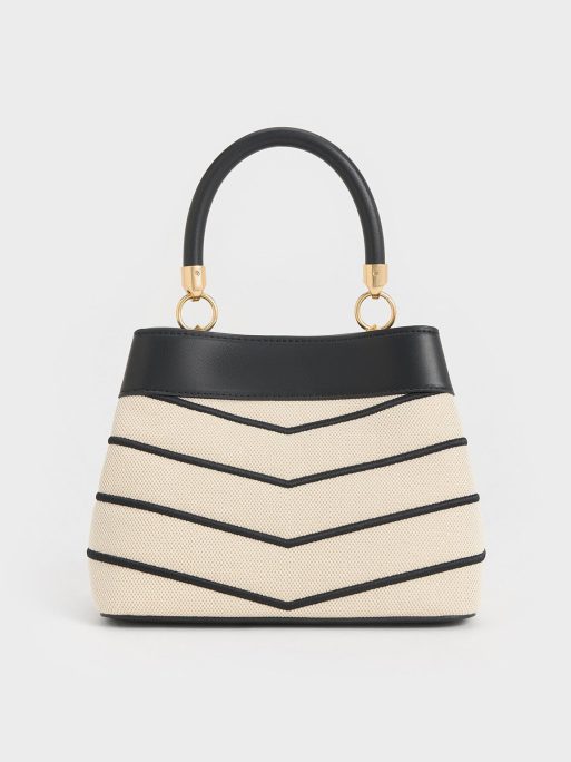 CHARLES & KEITH
Eleni Canvas Chevron Top Handle Bag - Multi - Image 3