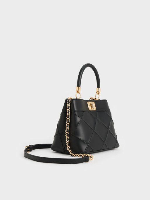 CHARLES &KEITH
Eleni Quilted Top Handle Bag - Black - Image 2