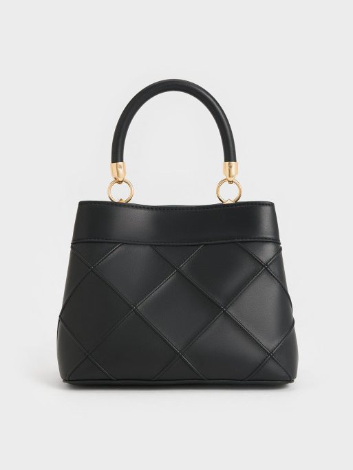 CHARLES &KEITH
Eleni Quilted Top Handle Bag - Black - Image 3