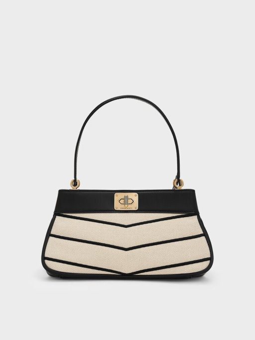 CHARLEA & KEITH Eleni Canvas Chevron Shoulder Bag - Multi