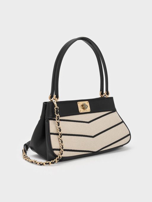 CHARLEA & KEITH Eleni Canvas Chevron Shoulder Bag - Multi - Image 2