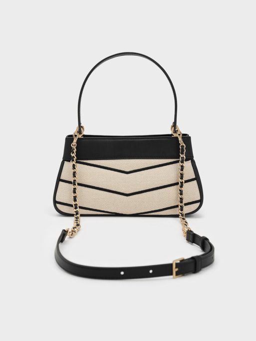 CHARLEA & KEITH Eleni Canvas Chevron Shoulder Bag - Multi - Image 3
