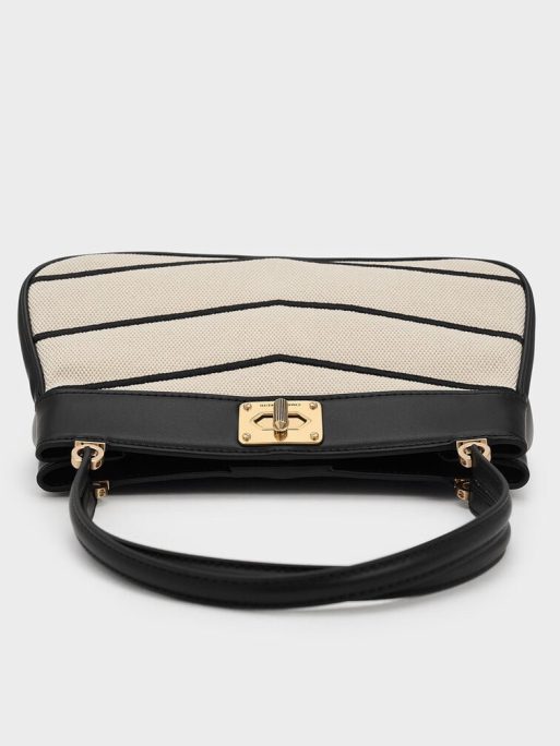 CHARLEA & KEITH Eleni Canvas Chevron Shoulder Bag - Multi - Image 4