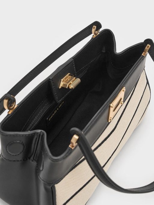 CHARLEA & KEITH Eleni Canvas Chevron Shoulder Bag - Multi - Image 5