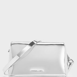 CHARLES & KEITH Matina Metallic Crossbody Bag - Silver