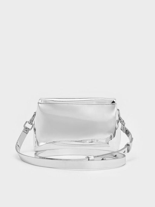 CHARLES & KEITH Matina Metallic Crossbody Bag - Silver - Image 3