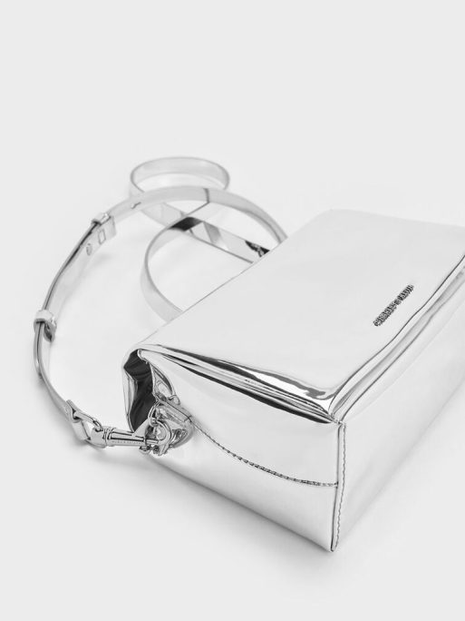 CHARLES & KEITH Matina Metallic Crossbody Bag - Silver - Image 4