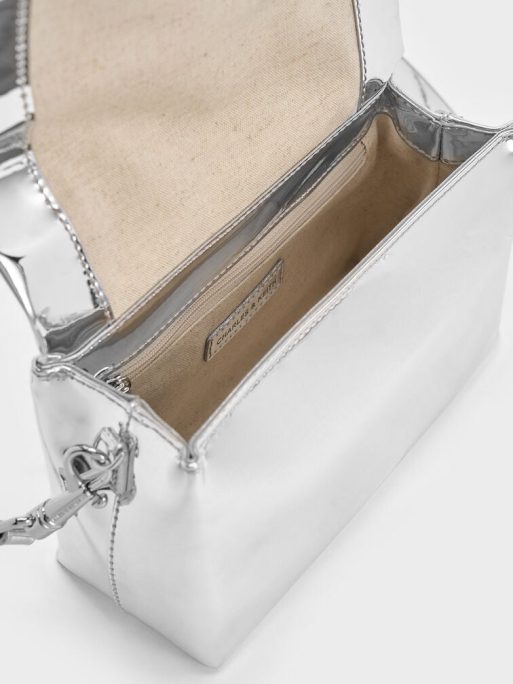 CHARLES & KEITH Matina Metallic Crossbody Bag - Silver - Image 5