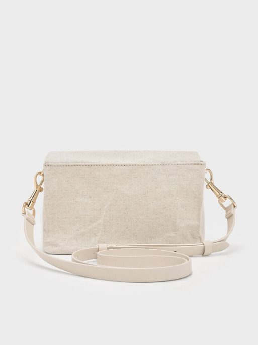CHARLES & KEITH Matina Canvas Crossbody Bag - Beige - Image 3