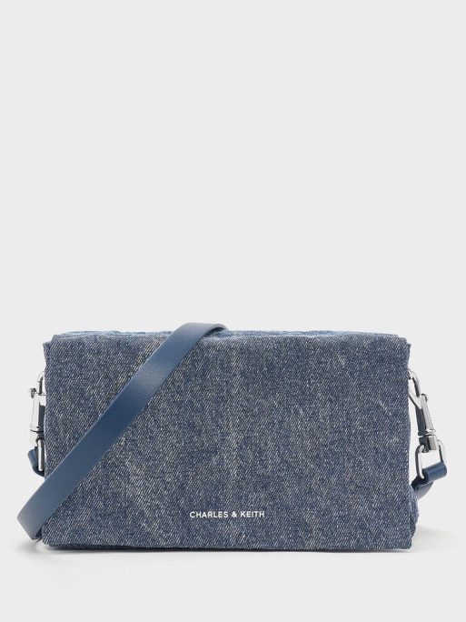 CHARLES & KEITH Matina Denim Crossbody Bag - Denim Blue