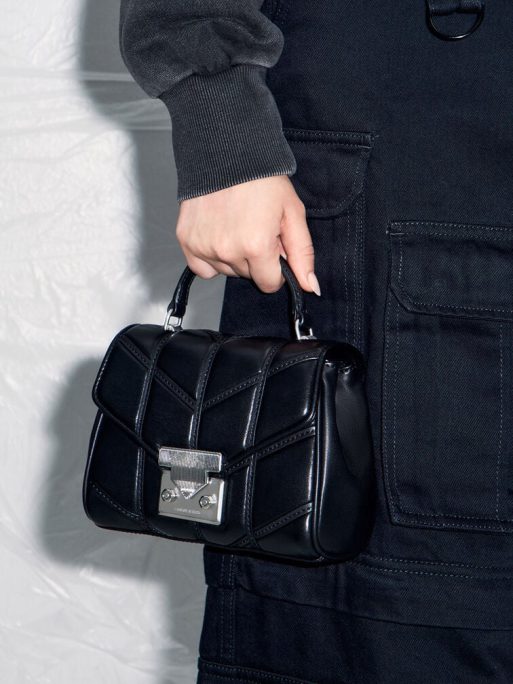 CHARLES & KEITH Eudora Chevron Top Handle Bag - Noir - Image 2