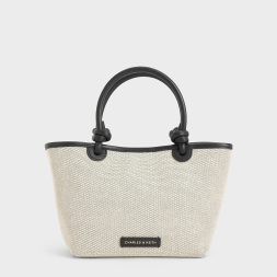 CHARLES & KEITH Sabine Canvas Knotted-Handle Tote Bag - Black