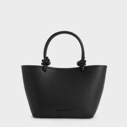CHARLES & KEITH Sabine Knotted-Handle Tote Bag - Jet Black