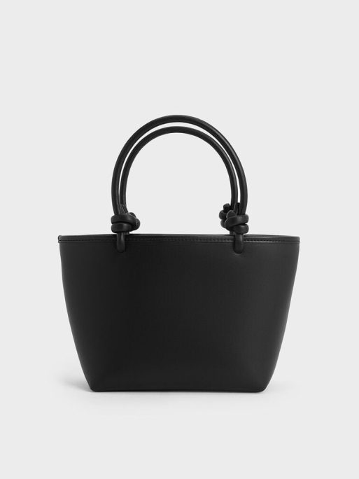CHARLES & KEITH Sabine Knotted-Handle Tote Bag - Jet Black - Image 3