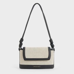 CHARLES & KEITH Sabine Canvas Knotted-Strap Bag - Black