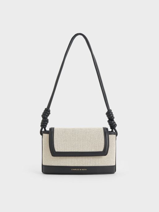 CHARLES & KEITH Sabine Canvas Knotted-Strap Bag - Black