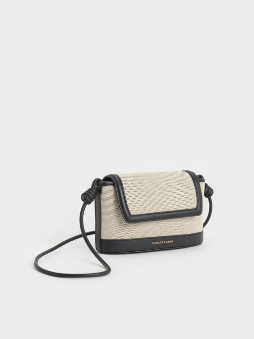 CHARLES & KEITH Sabine Canvas Knotted-Strap Bag - Black - Image 2