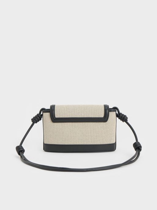 CHARLES & KEITH Sabine Canvas Knotted-Strap Bag - Black - Image 3