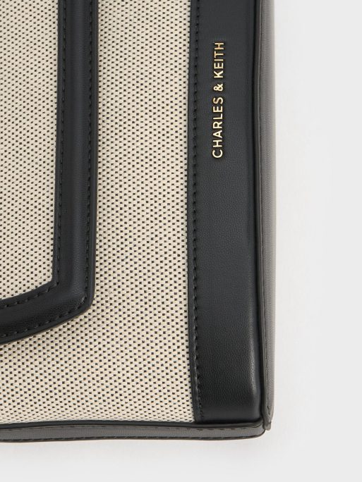 CHARLES & KEITH Sabine Canvas Knotted-Strap Bag - Black - Image 4