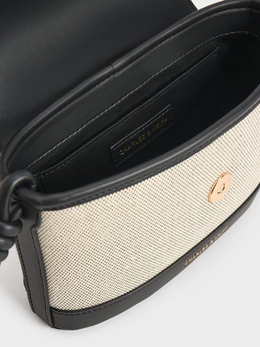 CHARLES & KEITH Sabine Canvas Knotted-Strap Bag - Black - Image 5