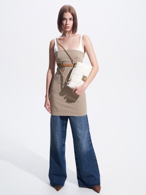 CHARLES & KEITH Eudora Chevron Trapeze Bag - Cream - Image 4