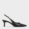 CHARLES & KEITH Metallic-Accent Slingback Pumps - Black