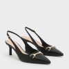 CHARLES & KEITH Metallic-Accent Slingback Pumps - Black - Image 3