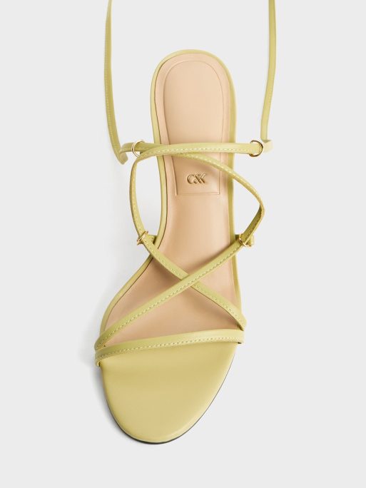 CHARLES & KEITH Strappy Woven-Heel Tie-Around Sandals - Lime - Image 5