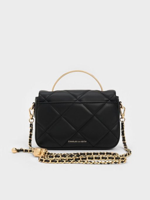 CHARLES & KEITH Quilted Boxy Top Handle Bag - Black - Image 5