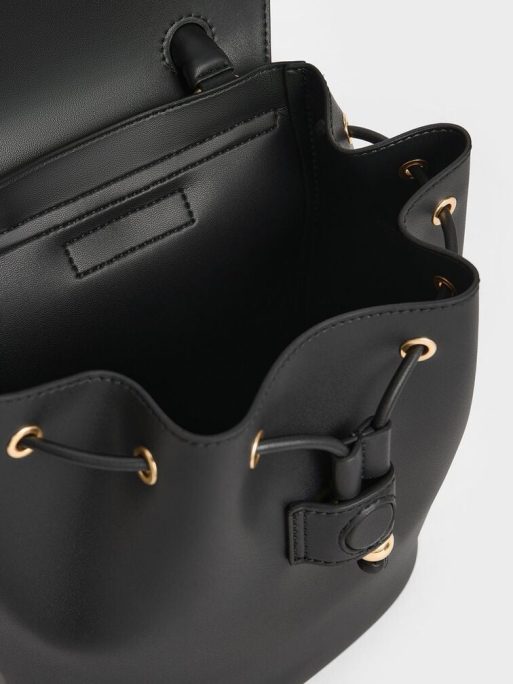 CHARLES & KEITH Eve Ruched-Handle Backpack - Black - Image 5