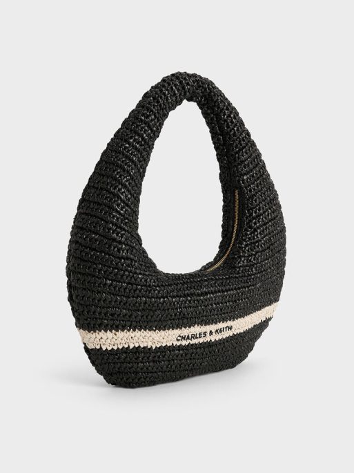 C&K Allegra Knitted Slouchy Hobo Bag - Black - Image 2