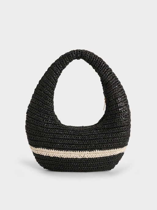 C&K Allegra Knitted Slouchy Hobo Bag - Black - Image 3